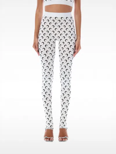 Marine Serre Crescent Moon Lycra Leggings With All-over Logo In White