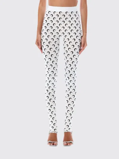 Marine Serre Crescent Moon Lycra Leggings With All-over Logo In White