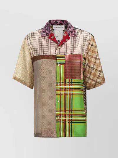 MARINE SERRE PATCHWORK COLLARED SILK SCARVES BOWLING SHIRT