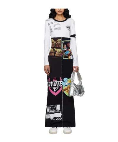 Marine Serre White Regenerated Graphic Patchwork Maxi Dress In Wh10 White