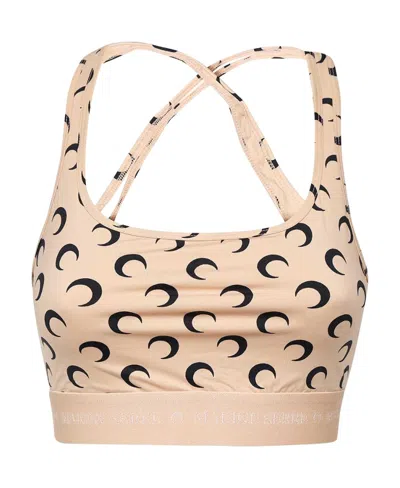Marine Serre Pattern Printing Bra In Nude