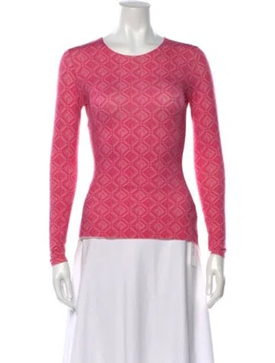 Pre-owned Marine Serre Patterned Crew Neck Top In Pink