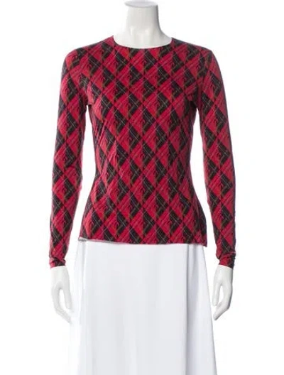 Pre-owned Marine Serre Patterned Crew Neck Top In Red