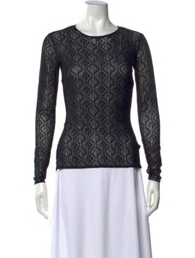Pre-owned Marine Serre Patterned Crew Neck Top W/ Tags In Black