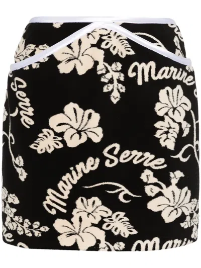 Marine Serre Patterned-jacquard Mini Skirt In Black