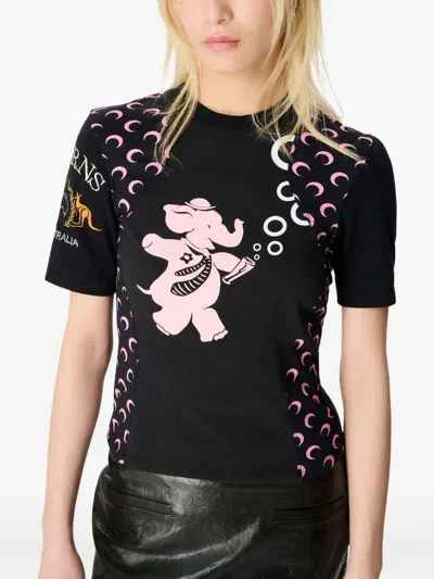 Marine Serre Patterned Knitted T-shirt In Black