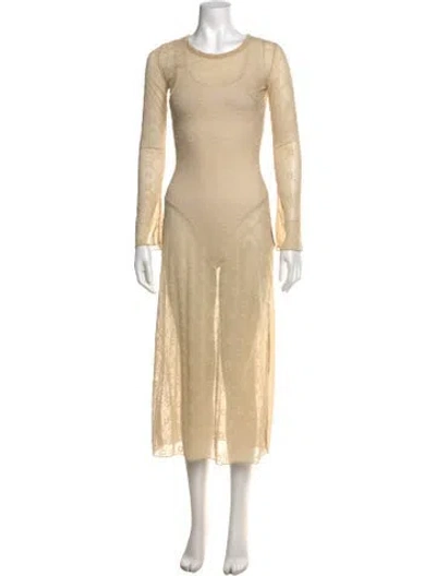 Pre-owned Marine Serre Patterned Long Dress In Neutrals