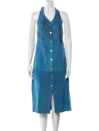 Pre-owned Marine Serre Patterned Midi Length Dress In Blue