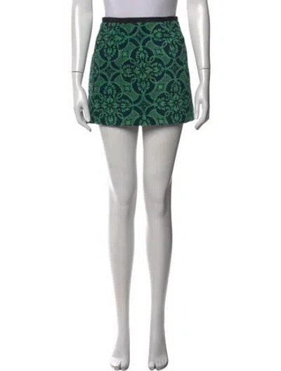 Pre-owned Marine Serre Patterned Mini Skirt In Green