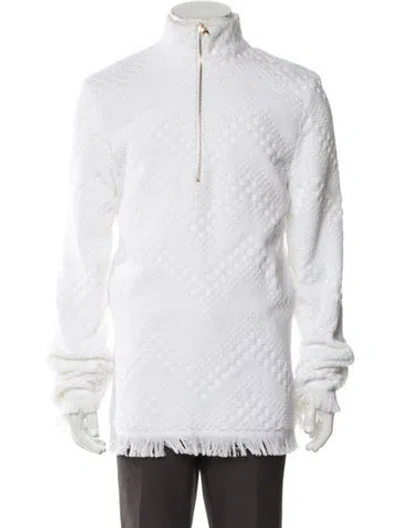 Pre-owned Marine Serre Patterned Mock Neck Sweatshirt In White