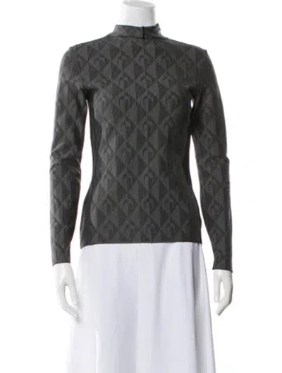 Pre-owned Marine Serre Patterned Mock Neck Top In Gray