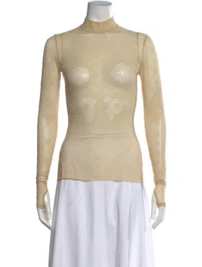 Pre-owned Marine Serre Patterned Mock Neck Top In Neutrals