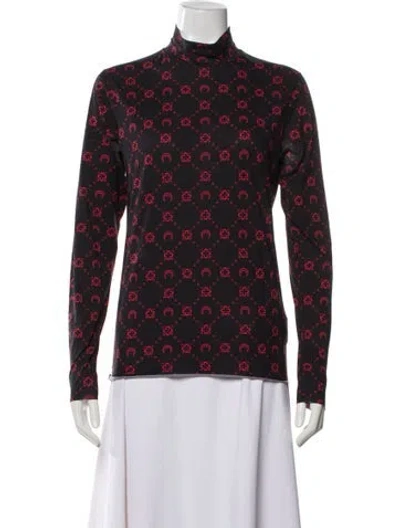 Pre-owned Marine Serre Patterned Turtleneck Top In Blue