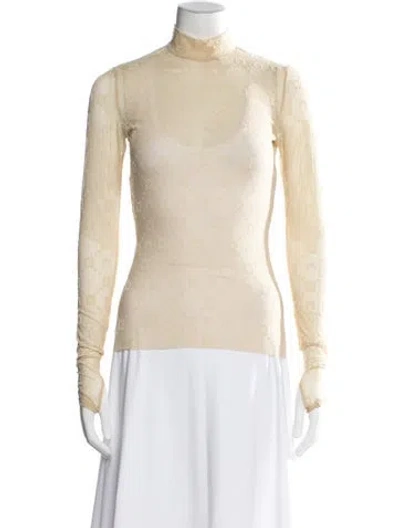 Pre-owned Marine Serre Patterned Turtleneck Top In Neutral