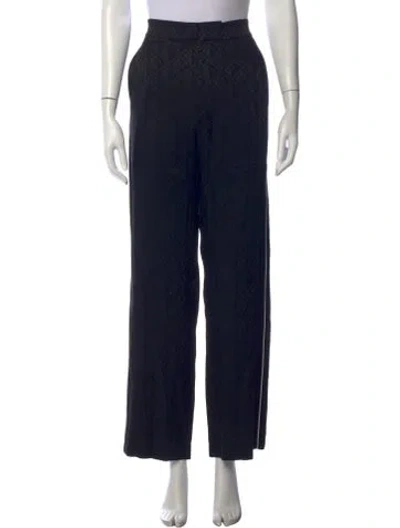Pre-owned Marine Serre Patterned Wide Leg Pants In Black