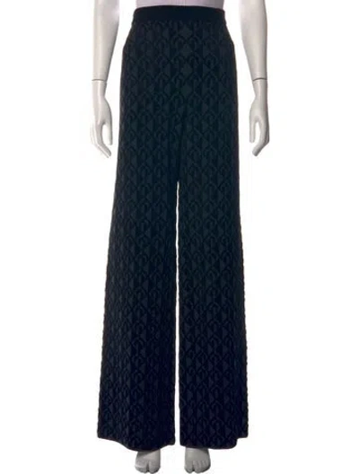 Pre-owned Marine Serre Patterned Wide Leg Pants In Black/blue