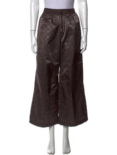 Pre-owned Marine Serre Patterned Wide Leg Pants In Brown
