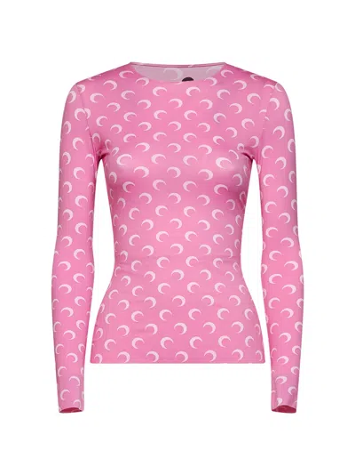 Marine Serre Pink Moon Print Recycled Jersey Top