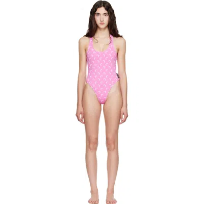 Marine Serre Pink Moon Printed Jersey One-piece Swimsuit