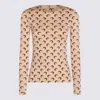 Marine Serre Beige Crewneck T-shirt With All-over Crescent Moon Print In Neutral