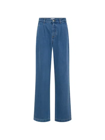 Marine Serre Pleated Loose-fit Jeans In Blue