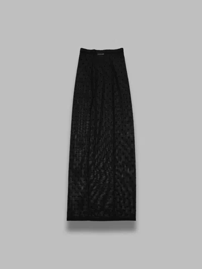 Marine Serre Plumetis Moon Mesh Flock Long Skirt In Black