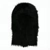 Marine Serre Plush Black Balaclava-style Hat With Crescent Moon Emblem In Black