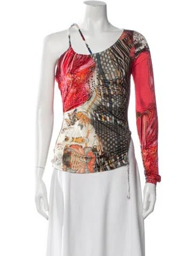 Pre-owned Marine Serre Printed Asymmetrical Top In Multi