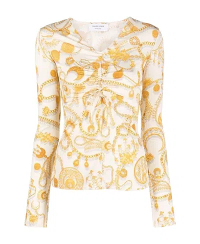 Marine Serre Printed Blouse In Nude