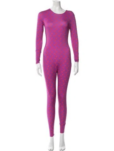 Pre-owned Marine Serre Printed Crew Neck Jumpsuit In Purple