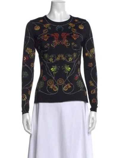 Pre-owned Marine Serre Printed Crew Neck Top In Black