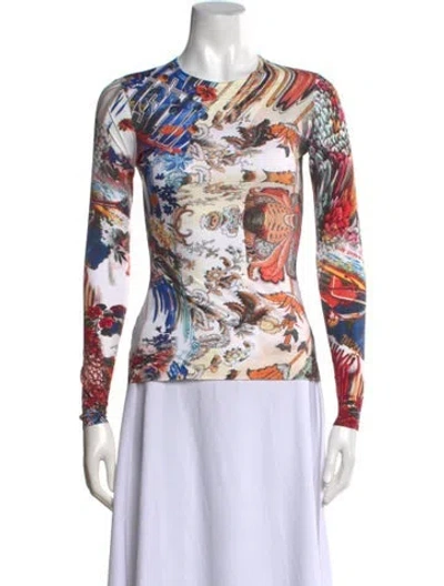Pre-owned Marine Serre Printed Crew Neck Top In Neutral