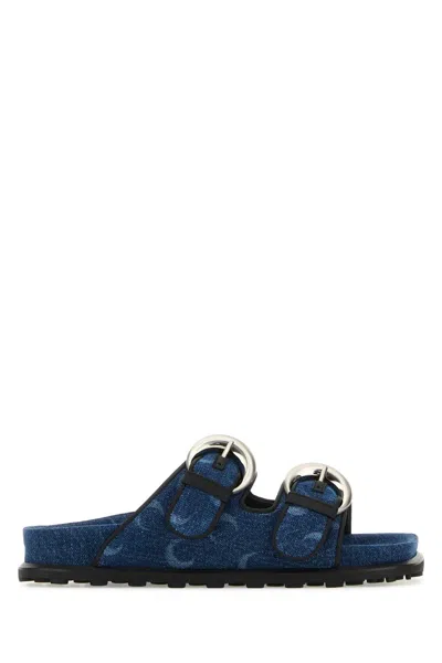 MARINE SERRE PRINTED DENIM MS GROUND SLIPPERS