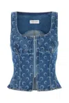 Marine Serre Moon Denim Bustier Top