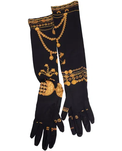 Marine Serre Printed Gloves In Black/print