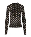 Marine Serre Printed High-neck T-shirt In Black