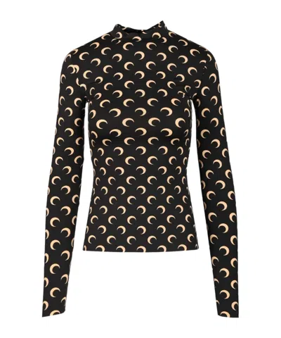 MARINE SERRE PRINTED HIGH-NECK T-SHIRT