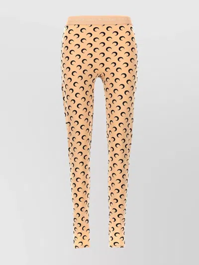 Marine Serre Printed High-rise Stirrup Leggings In Orange