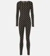 Marine Serre Black Recycled Moon Strass Jersey Catsuit In Schwarz