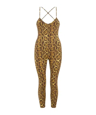 Marine Serre Printed Jersey Fine Straps Catsuit In Multi