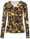 Marine Serre Black Blouse With All-over Graphic Print And Gathering Detail