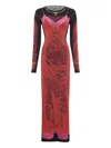 Marine Serre Printed-lace Jersey Dress In Red