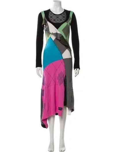 Pre-owned Marine Serre Printed Long Dress In Black