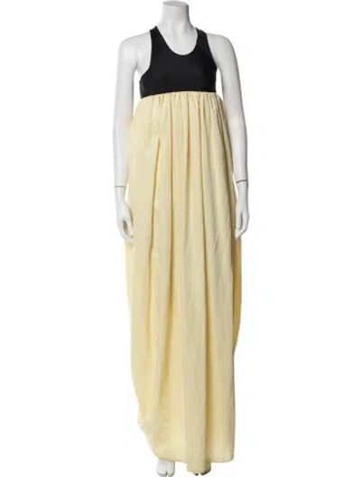 Pre-owned Marine Serre Printed Long Dress In Yellow