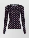 Marine Serre Moon Printed Jersey Long Sleeve Crewneck Top In Black
