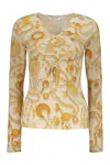 Marine Serre Print Viscose Blouse In Ivory