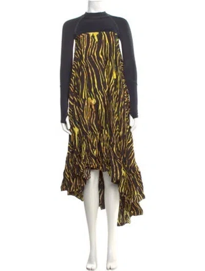 Pre-owned Marine Serre Printed Midi Length Dress In Black