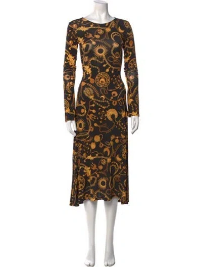Pre-owned Marine Serre Printed Midi Length Dress In Black