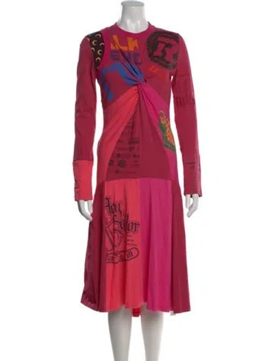 Pre-owned Marine Serre Printed Midi Length Dress In Pink