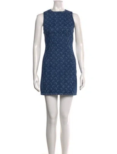 Pre-owned Marine Serre Printed Mini Dress W/ Tags In Blue